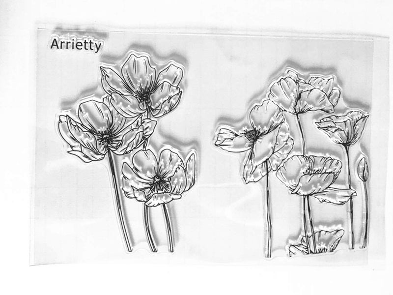 Arrietty Beautiful Blooming Poppies Poppy Flower Clear Stamps for Card Making or Journaling, Artful Sketched Flowers Rubber Stamps for Journals Albums Scrapbooking Paper Crafts Decoration - Image 5